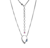 Silver Necklace with London Blue Topaz, CZs and Ruby- 18 Inches